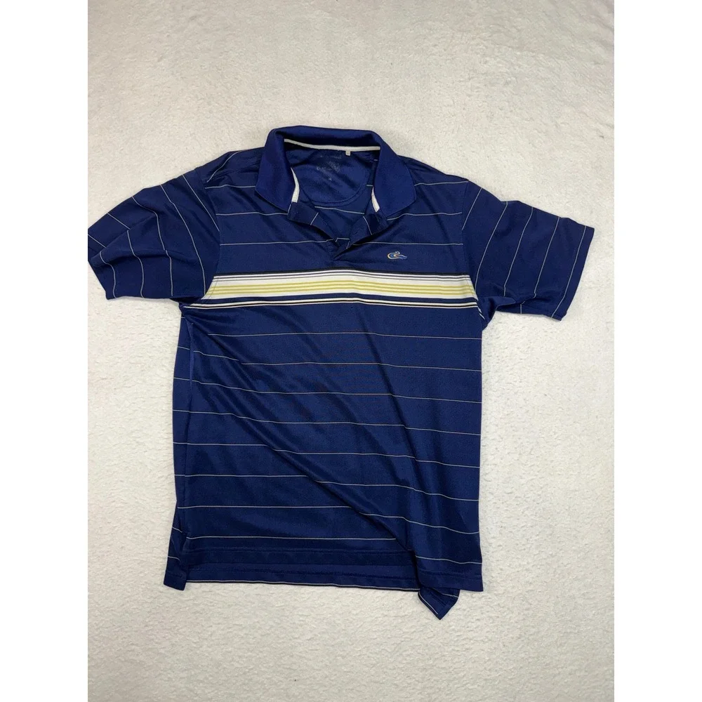 Adidas Golf Mens Navy Blue Striped Short Sleeve Polo Shirt XL